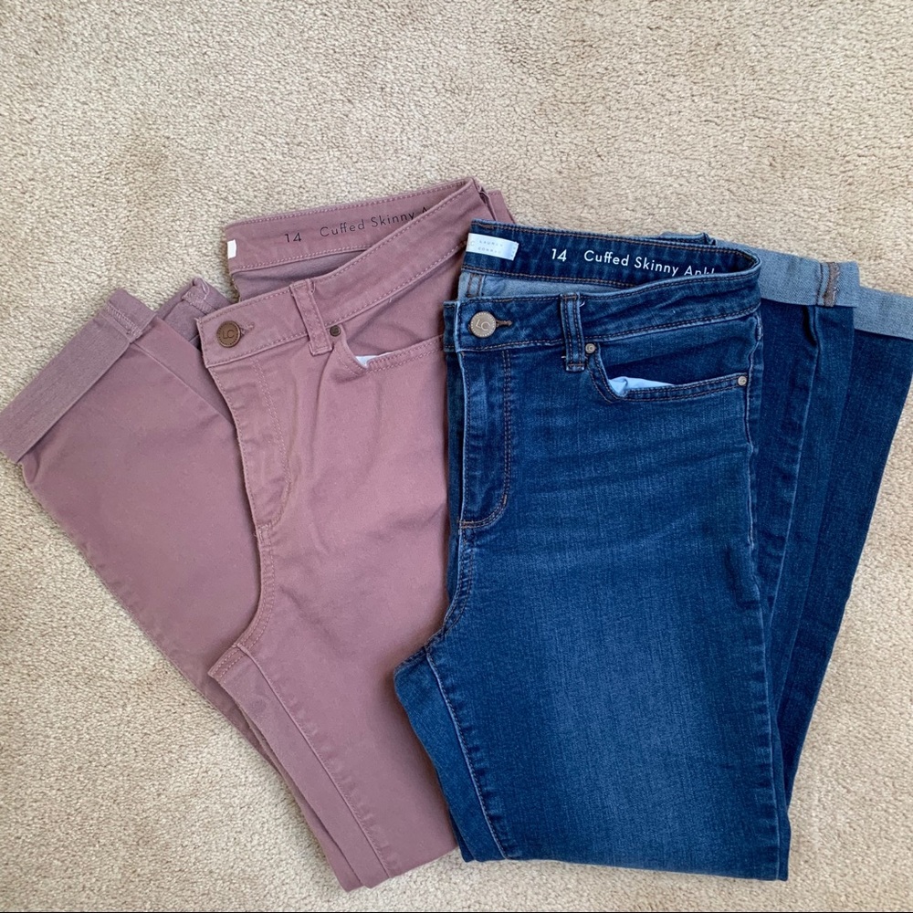 2 Lauren Conrad Sz14 cuffed skinny ankle jeans